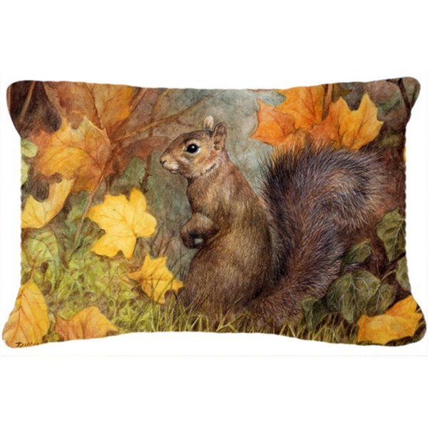 Micasa Grey Squirrel in Fall Leaves Fabric Decorative Pillow MI895154